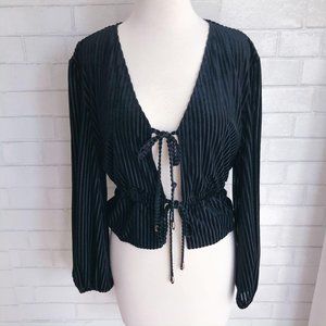 Lucca Couture Persimmon Black Velvet Tie Top Small